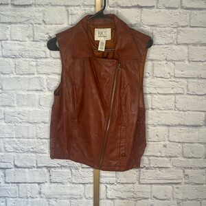 BKE Buckle faux Leather Asymmetrical Zip Vest - Brown large NWT western lace